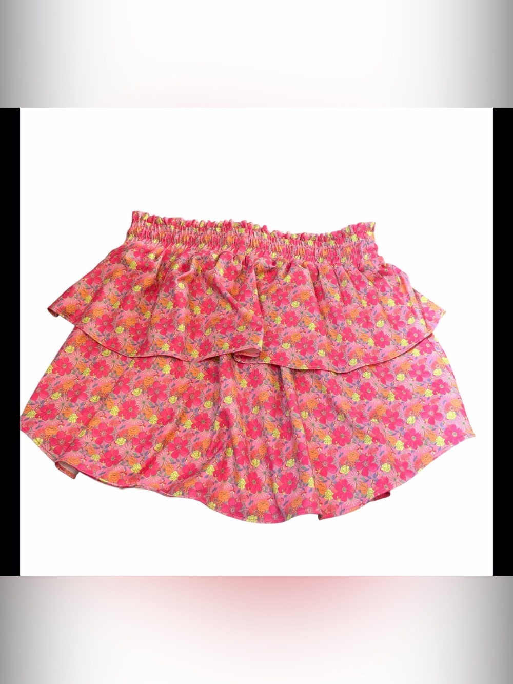 LoveShackFancy Citrine Floral Ruffle Mini Skirt Cruise Coquette Vacation L NWT - Picture 3 of 6
